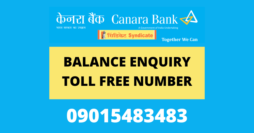 canara bank toll free number balance check